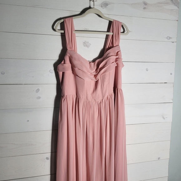 NWT Barbie Azazie Maxi Dress Rosette Pink Gown Plus Size. - Picture 2 of 10